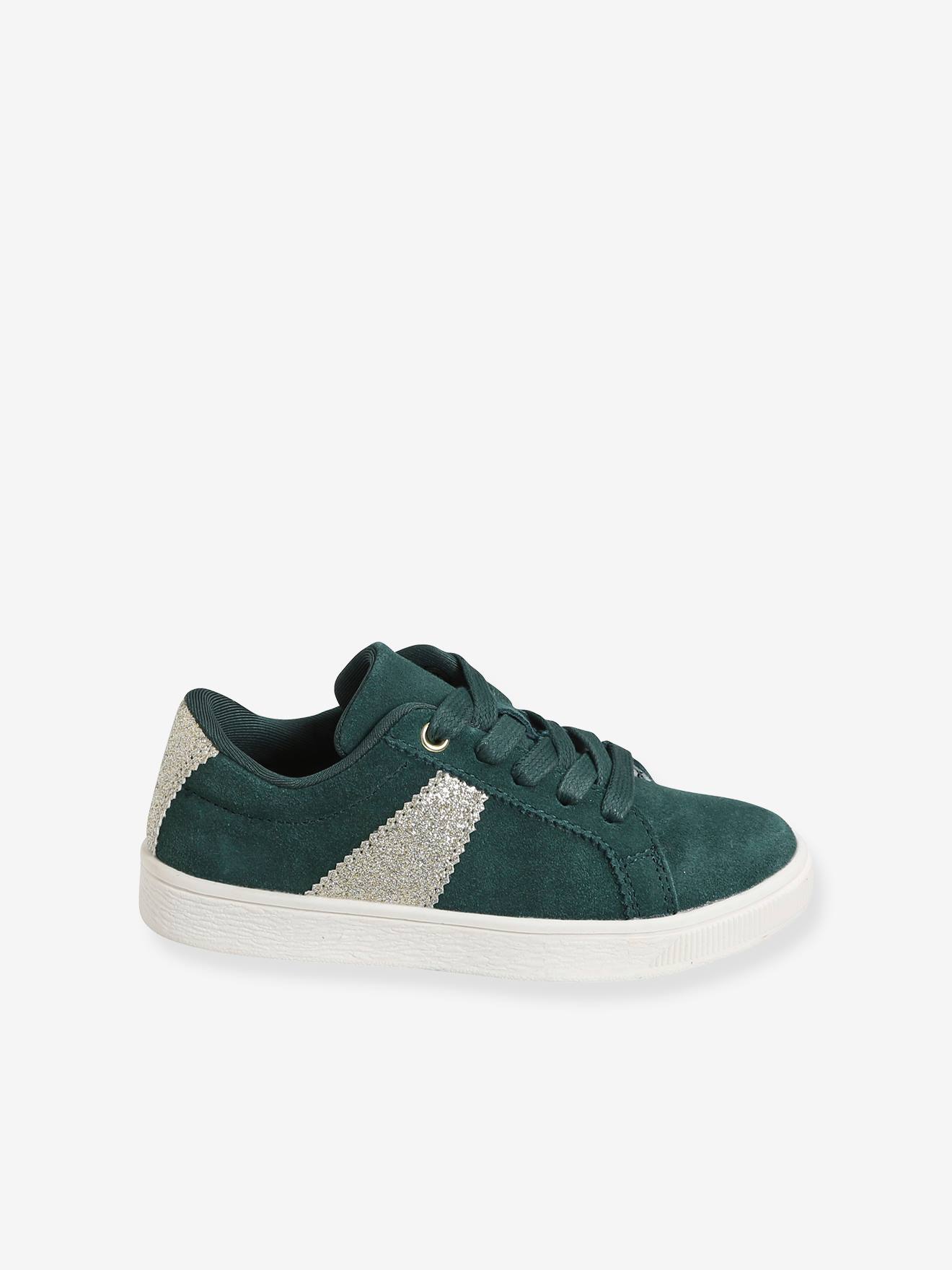 Tênis de couro com cadarço e zíper, para meninas, marrom médio, bicolor/multicolorido