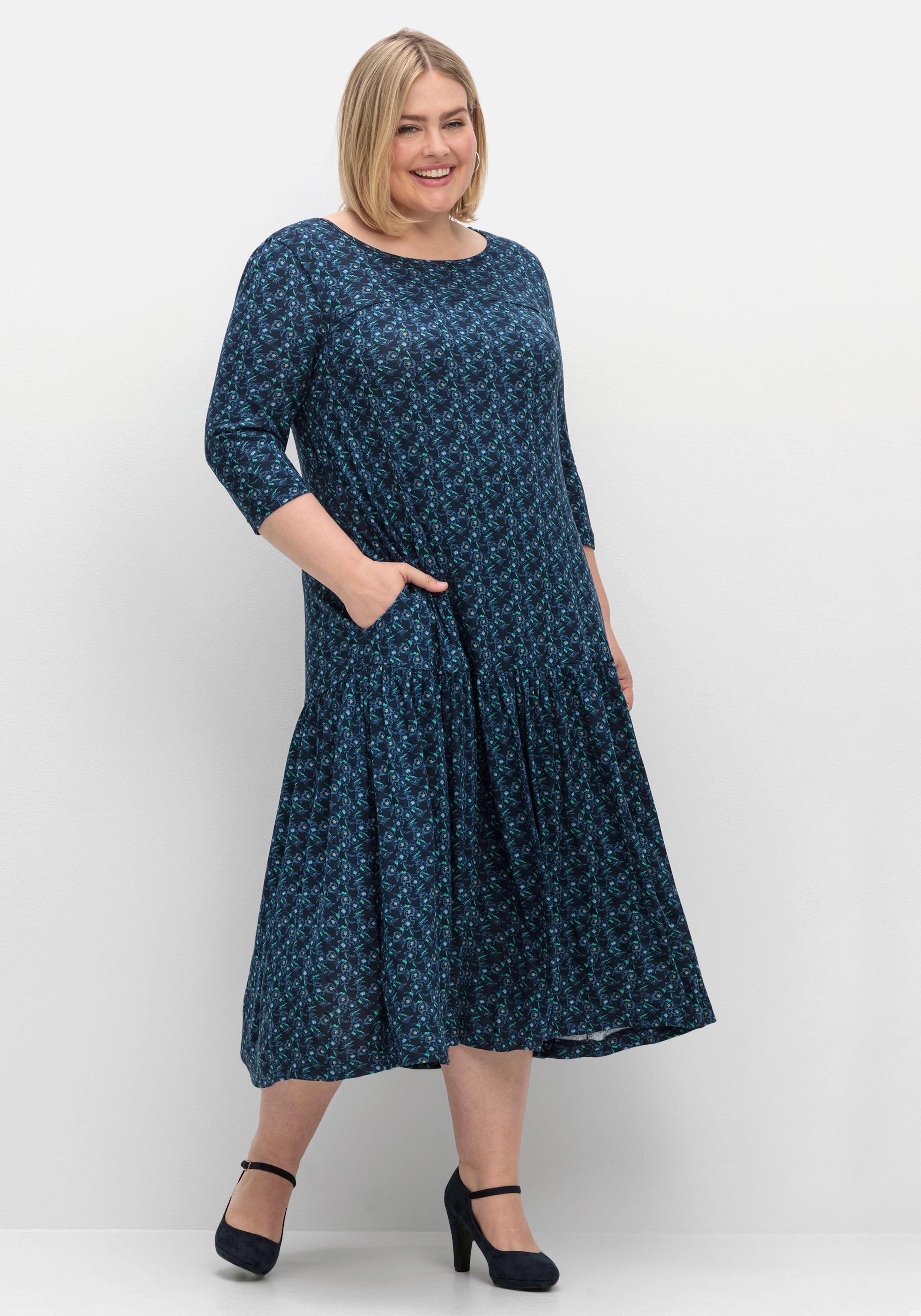 Jerseykleid in Midilänge, mit Blumenprint