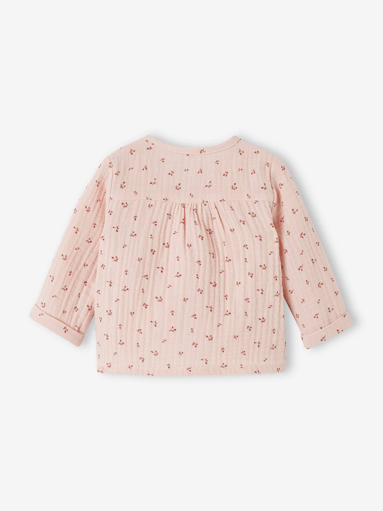 Casaquinho envelope rosa bebê em chiffon de algodão com abertura para recém-nascido