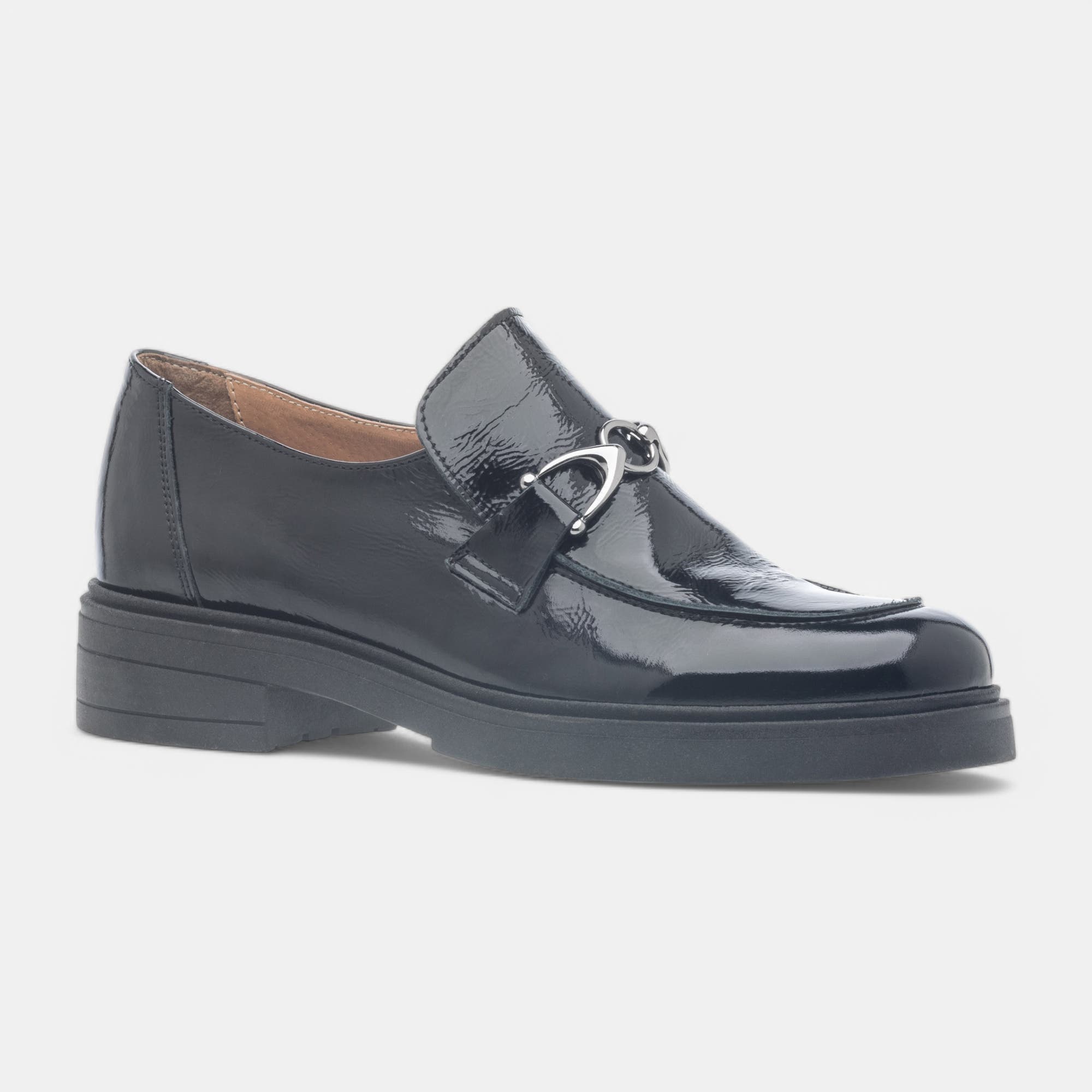 Mocassins Femme en cuir noir vernis
