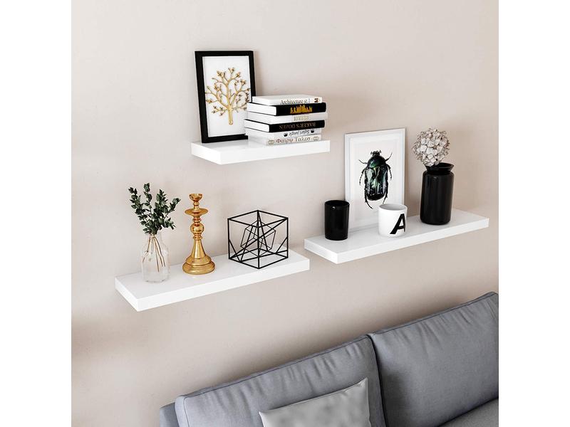 Songmics Wandregal 60 x 20 cm Holz, Weiss Wandablage in Weiss