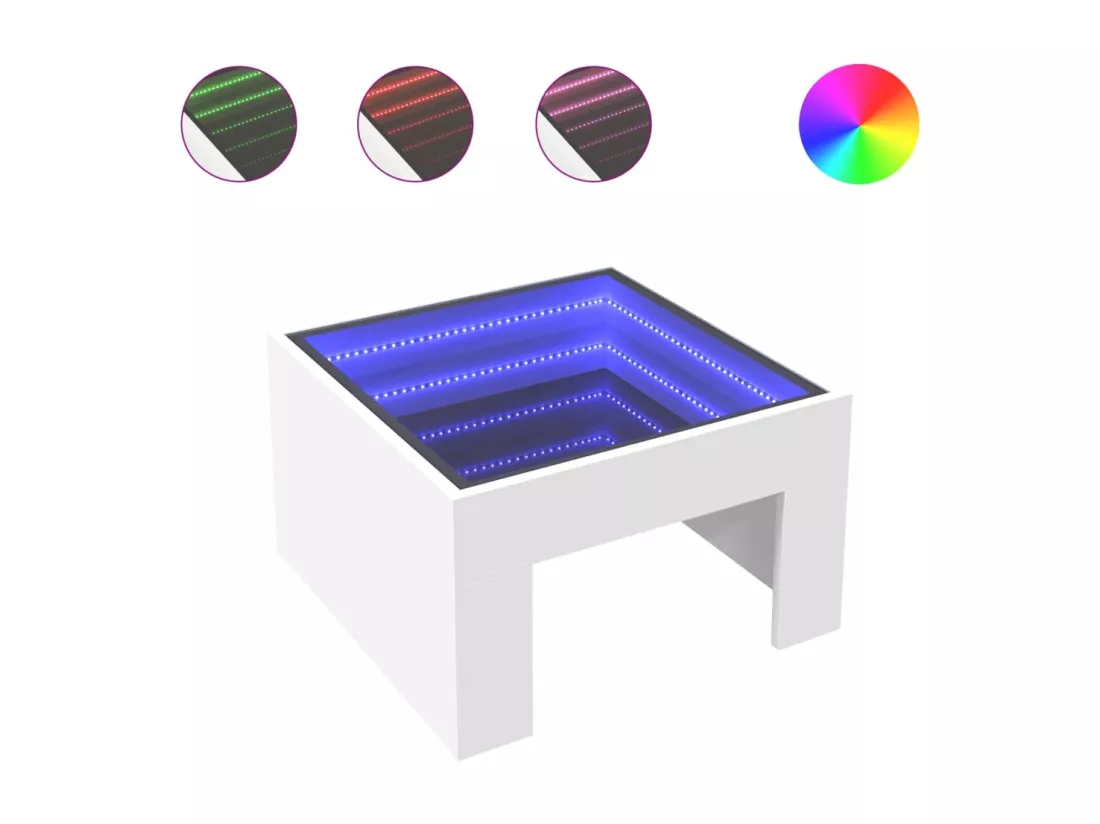 Table basse avec LED infini blanc 50x50x30 cm