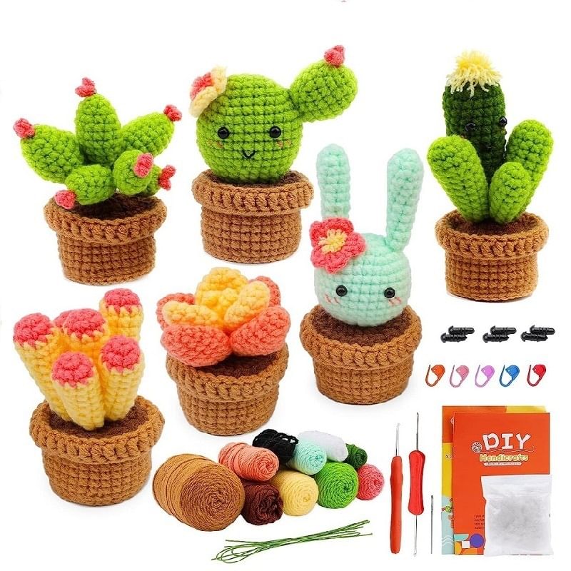Kneavist - DIY haakpakket / set van cactuspot ornament (verschillende ontwerpen)