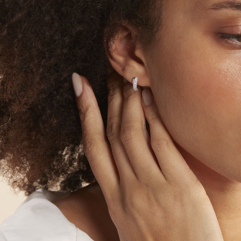 Boucles D'oreilles Puces Aglae Or Blanc Oxyde De Zirconium