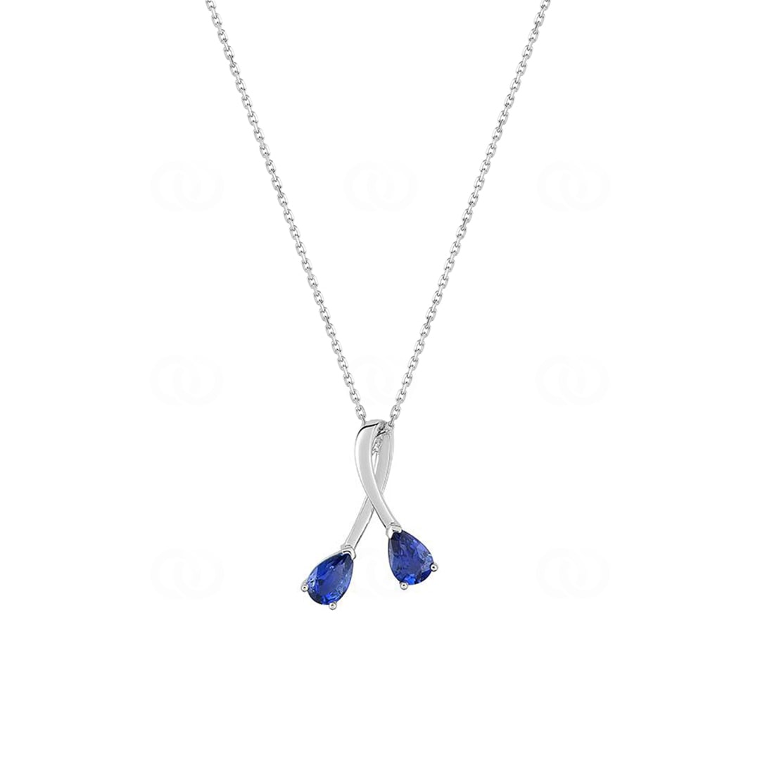 Collier 750/18 K Weissgold mit 2 Saphiren