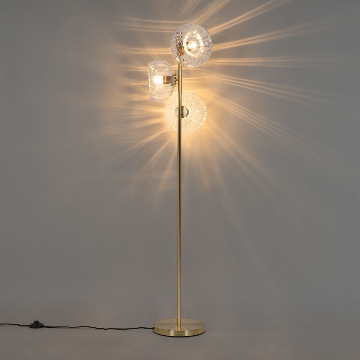 Art Deco vloerlamp goud met glas 3-lichts - Ayesha