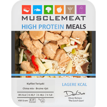 Muscle Meat High Protein Meals Kipfilet Teriyaki China Mix - Bruine Rijst 450 g