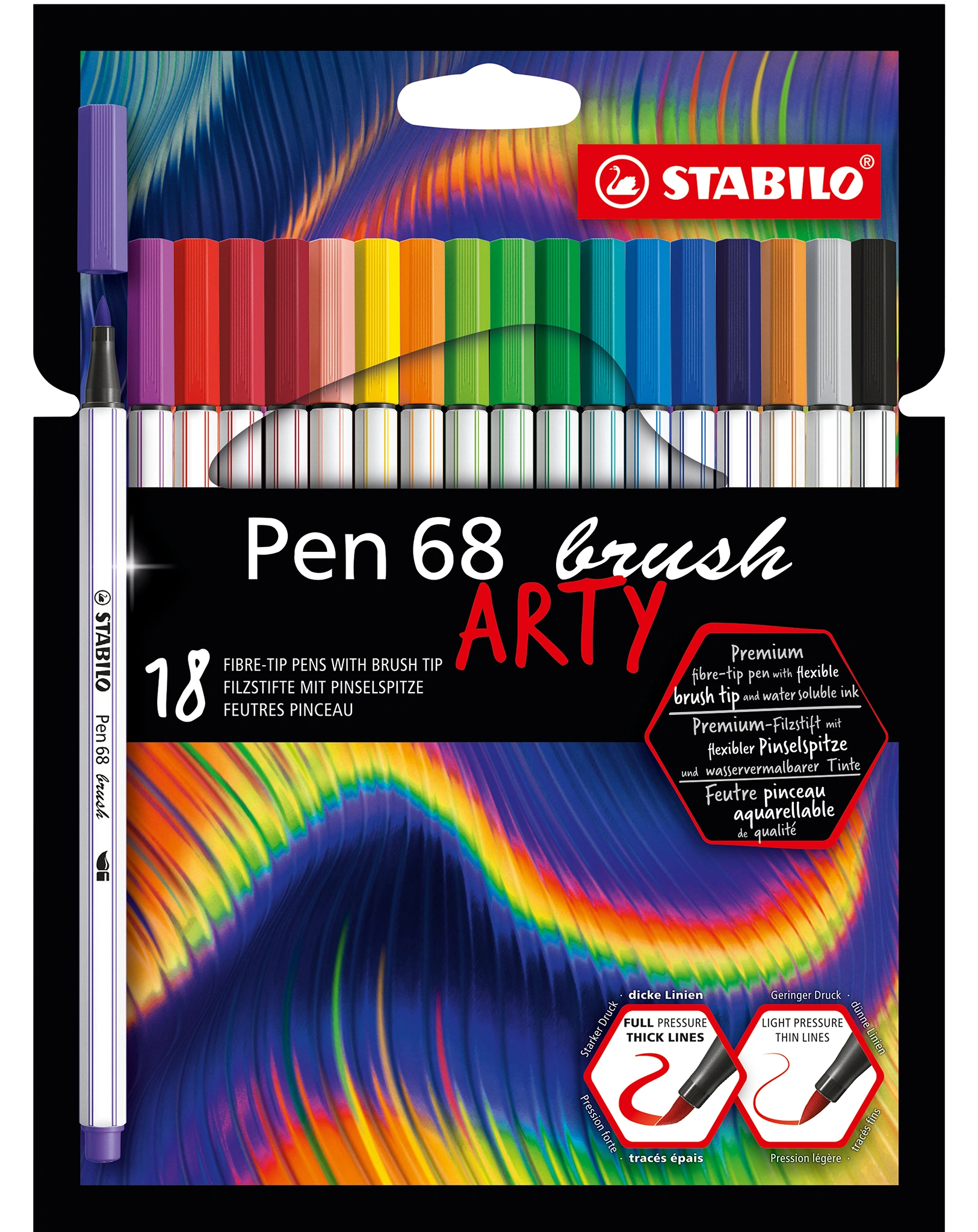 Premium-Filzstift STABILO® Pen 68 brush ARTY 18er-Pack
