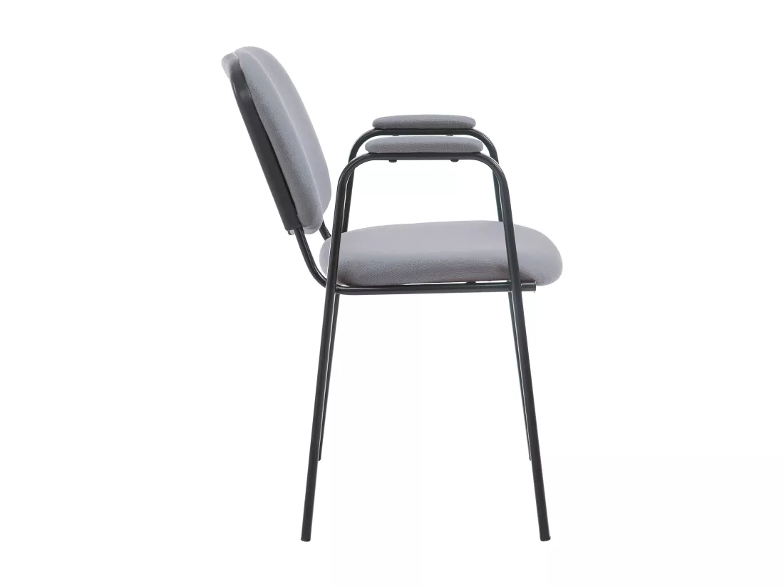 Chaise de conférence - Tissu & Métal noir mat - Gris - Ken Pro