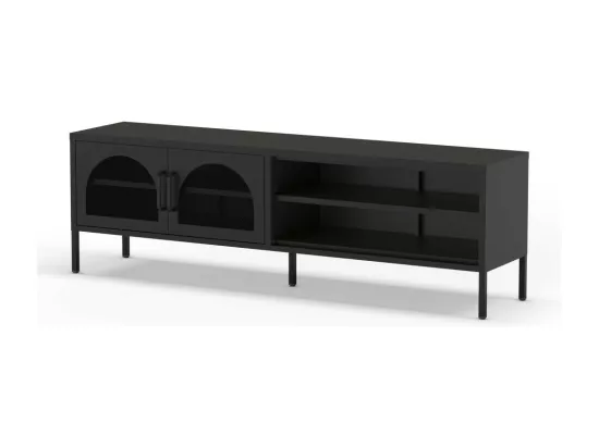 Zio - Meuble TV 2 portes en métal L160cm - Noir