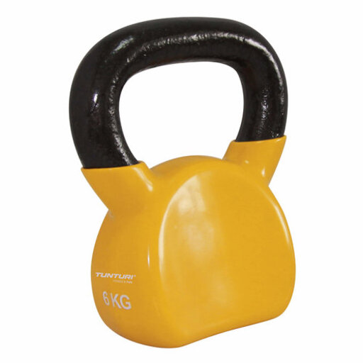 Kettlebell Tunturi de Vinil Amarelo 6kg - Peso Russo 6kg Amarelo