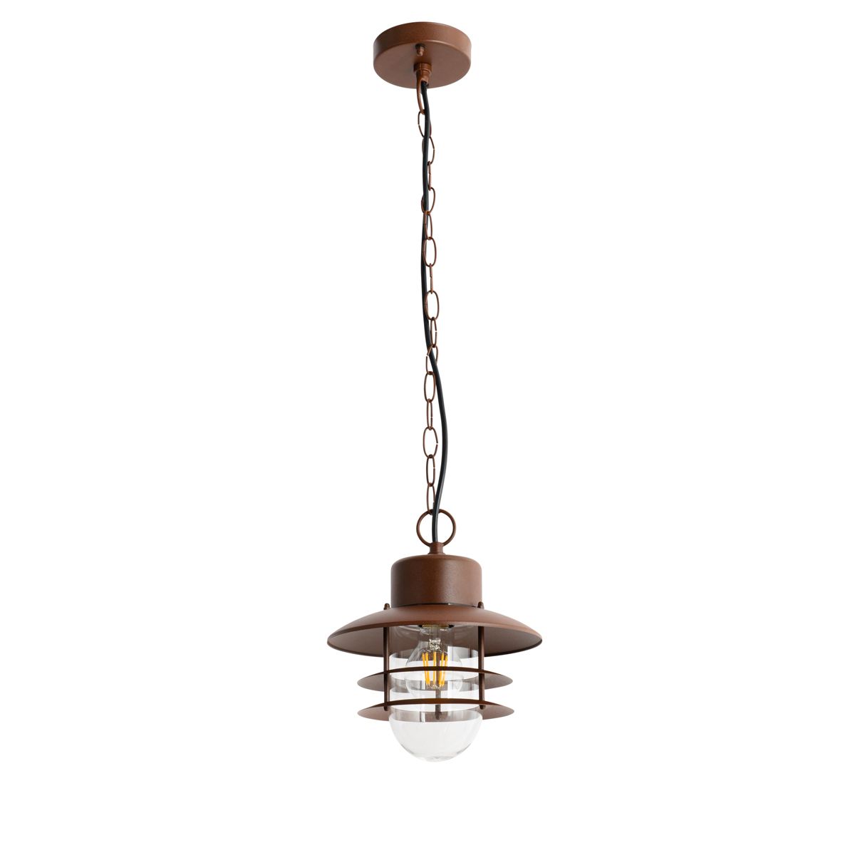 Industriële hanglamp roestbruin IP44 - Shell