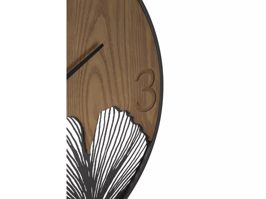 Horloge murale ronde en bois et métal marron Ø cm 60x2