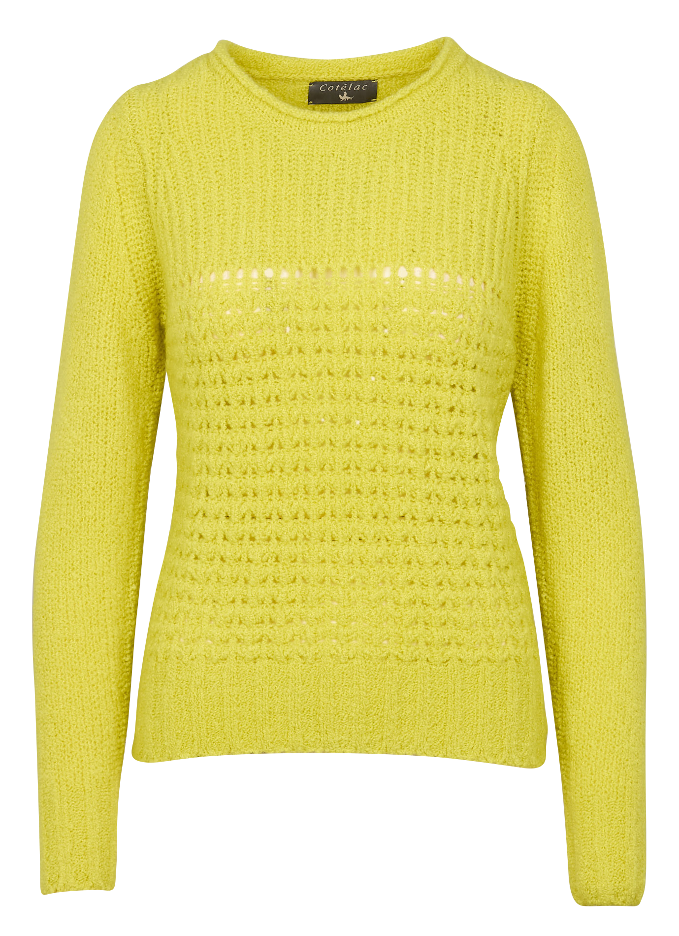 Pull droit col rond en laine mélangée | Jaune