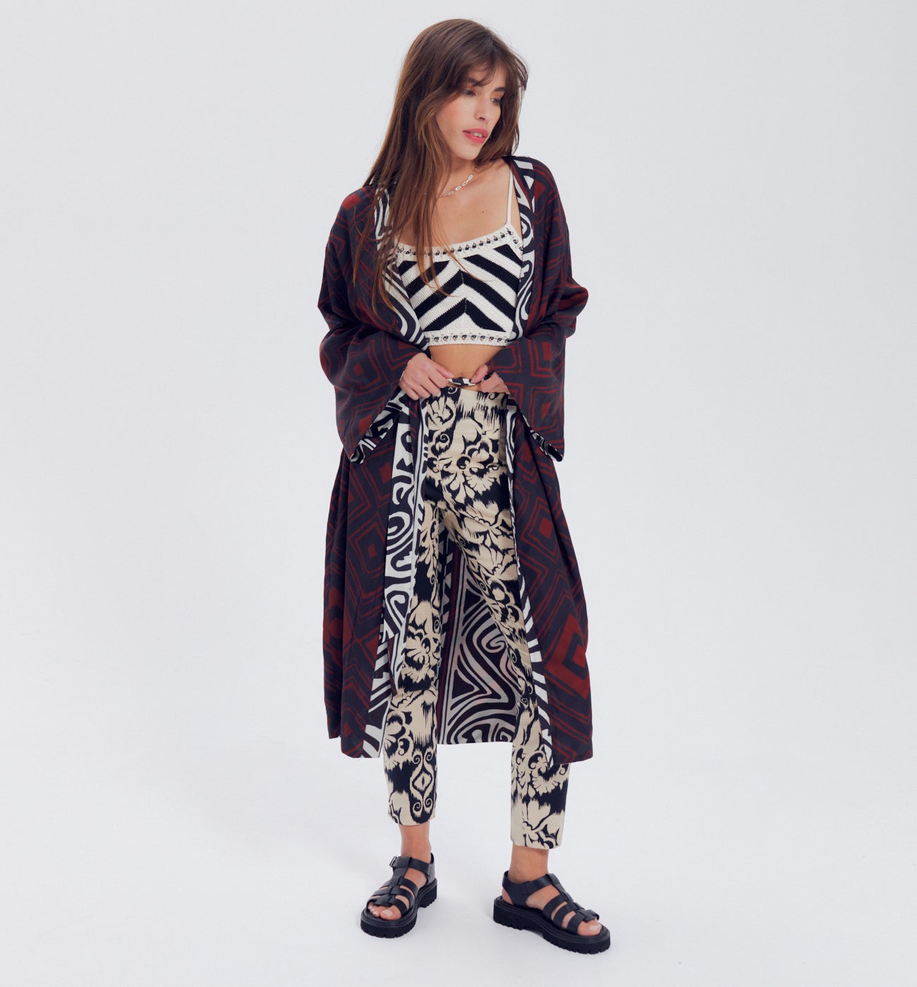 LE KIMONO REVERSIBLE - Imprimé noir