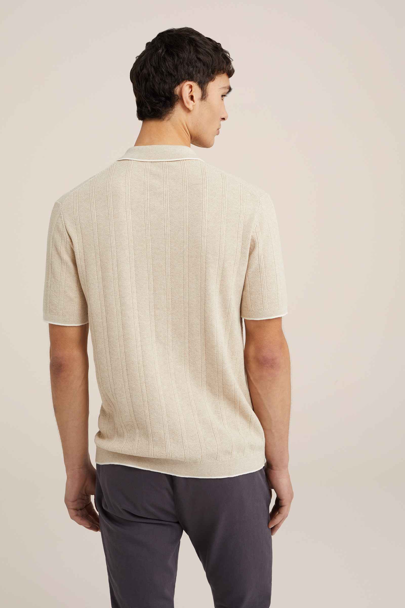 polo met structuur WE Fashion Beige