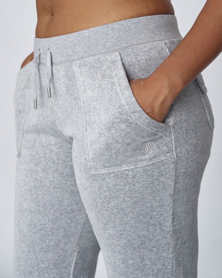 Juicy Couture Del Ray Classic Velour Pant Pocket Design Silver marl