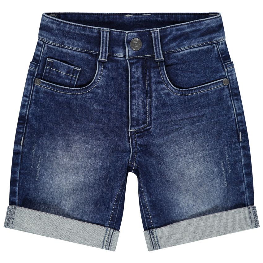 Bermuda en jean effet used - Bleu moyen