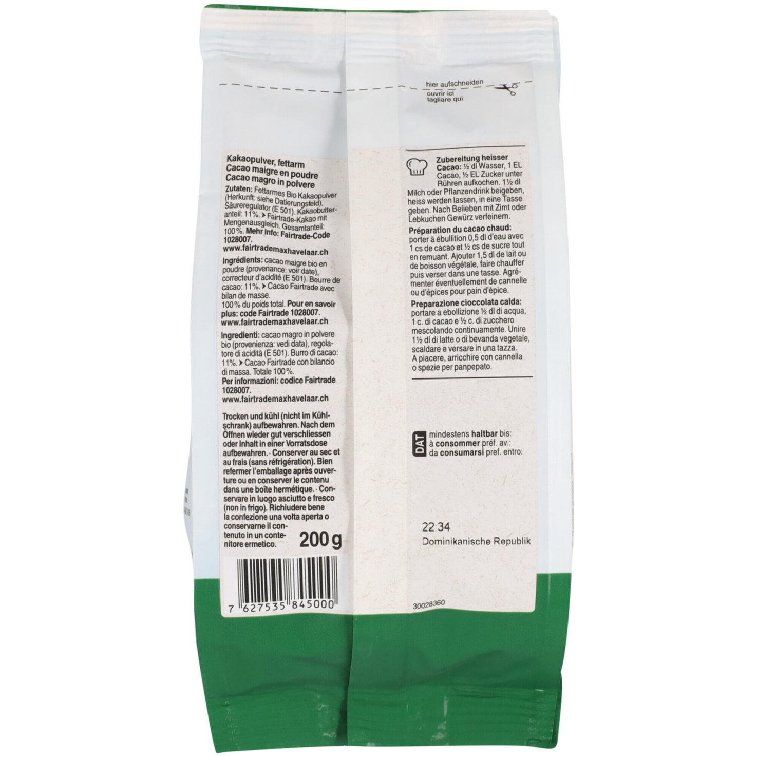 Naturaplan Bio Fairtrade Kakaopulver fettarm