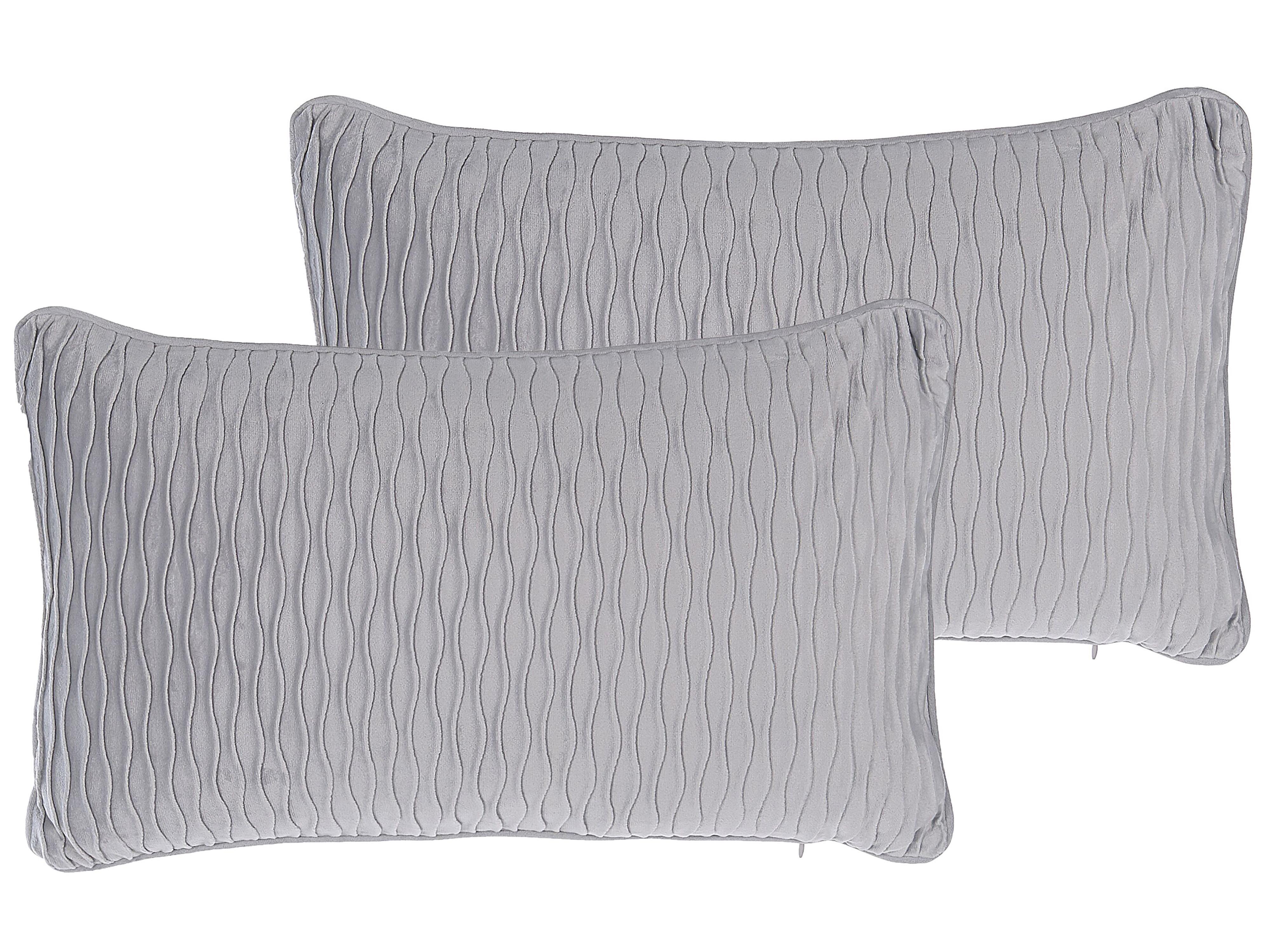 Set van 2 sierkussens MOTARI Fluweel 30 x 50 cm Grijs geometrisch patroon