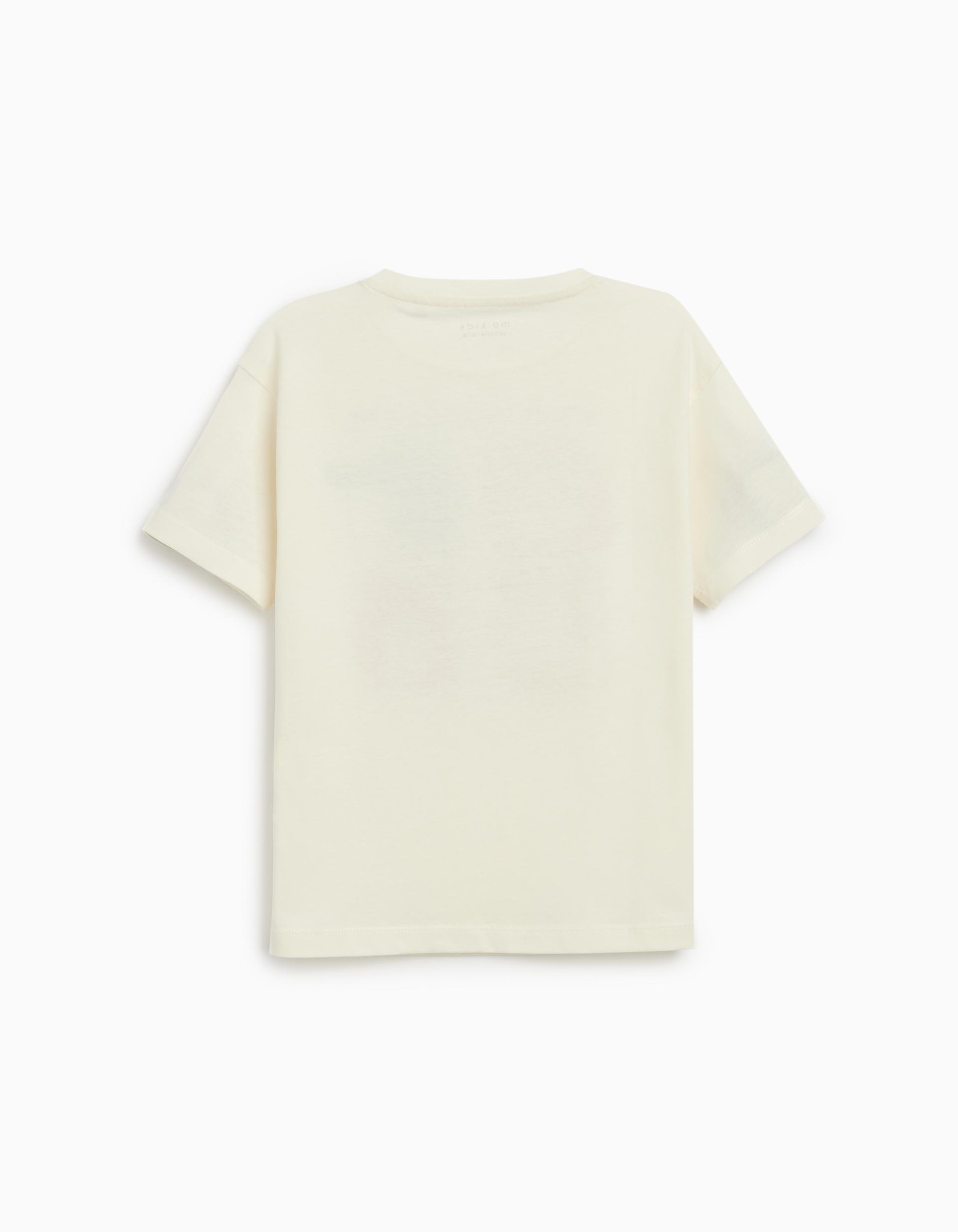 T-shirt Print, Menino, Bege Claro
