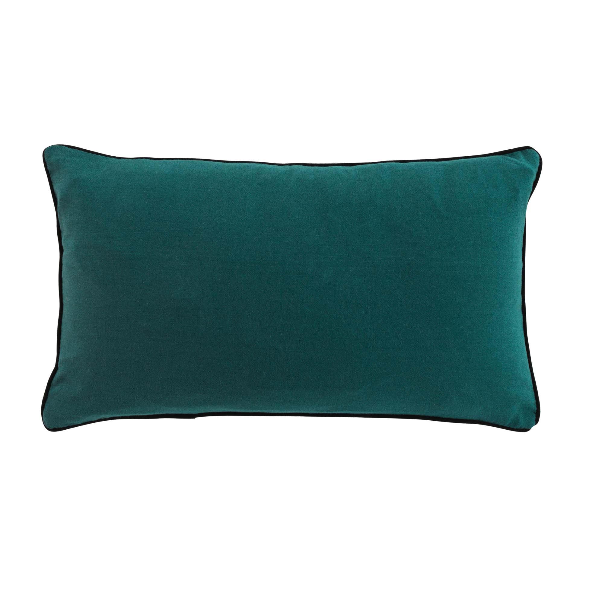 COUSSIN 30X50CM COTON LAVE LINETTE PETROLE