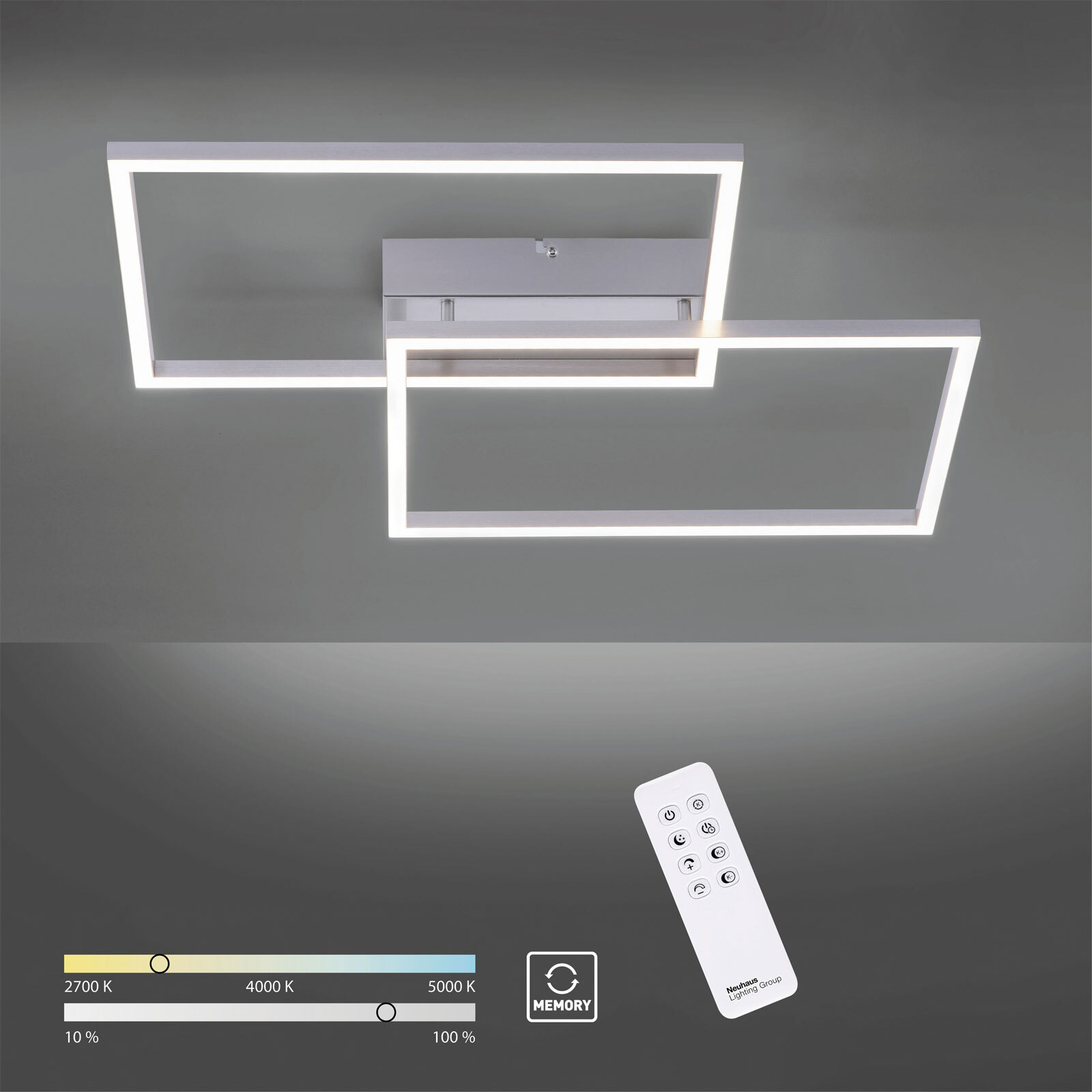 LED-Deckenleuchte Iven stahlfarbig