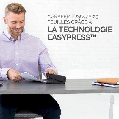 Fellowes - Agrafeuse LX850 EasyPress noire avec Microban® - capacité de 25 feuilles - pleine bande