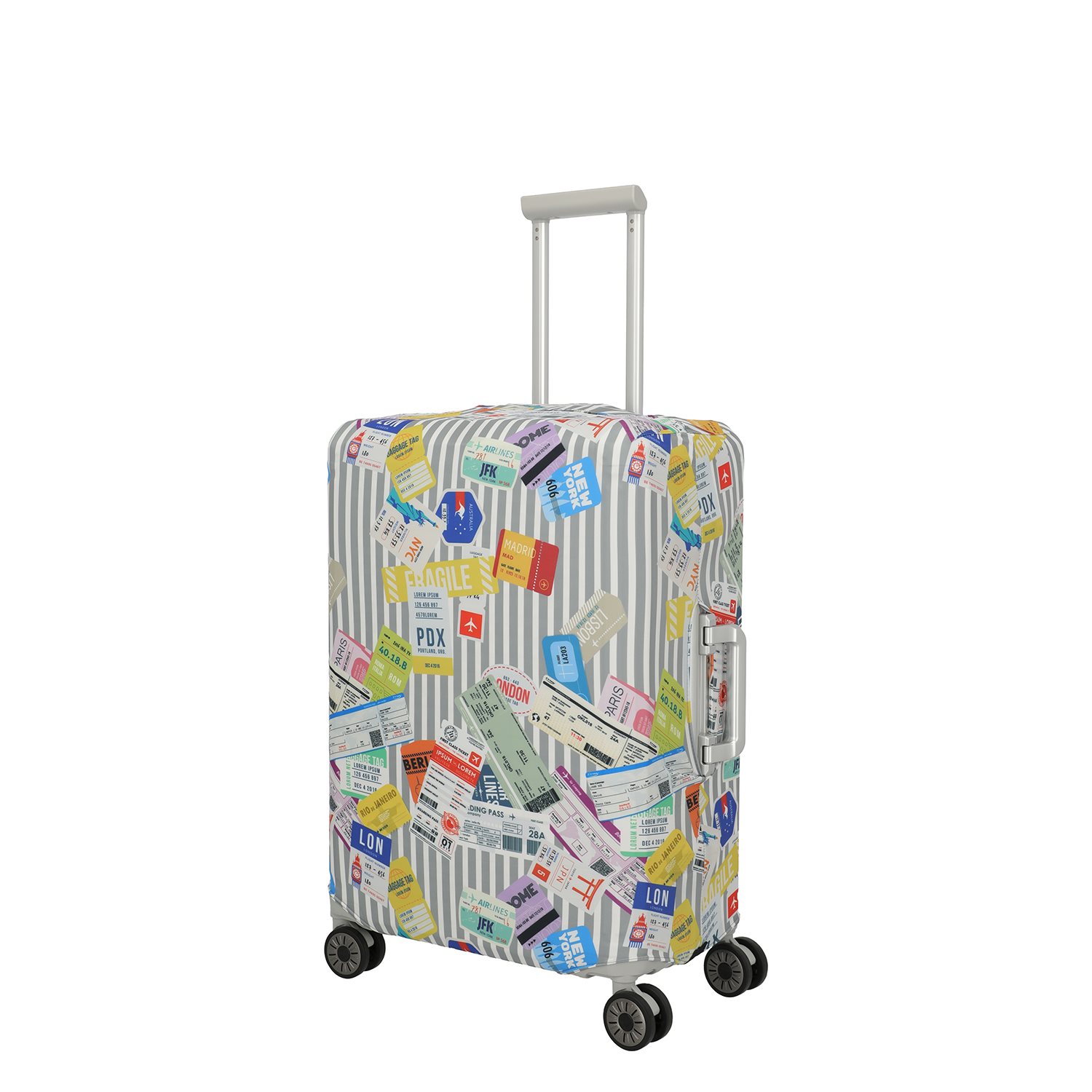 Travelite Accessoires Kofferhoes M tickets on blue/white