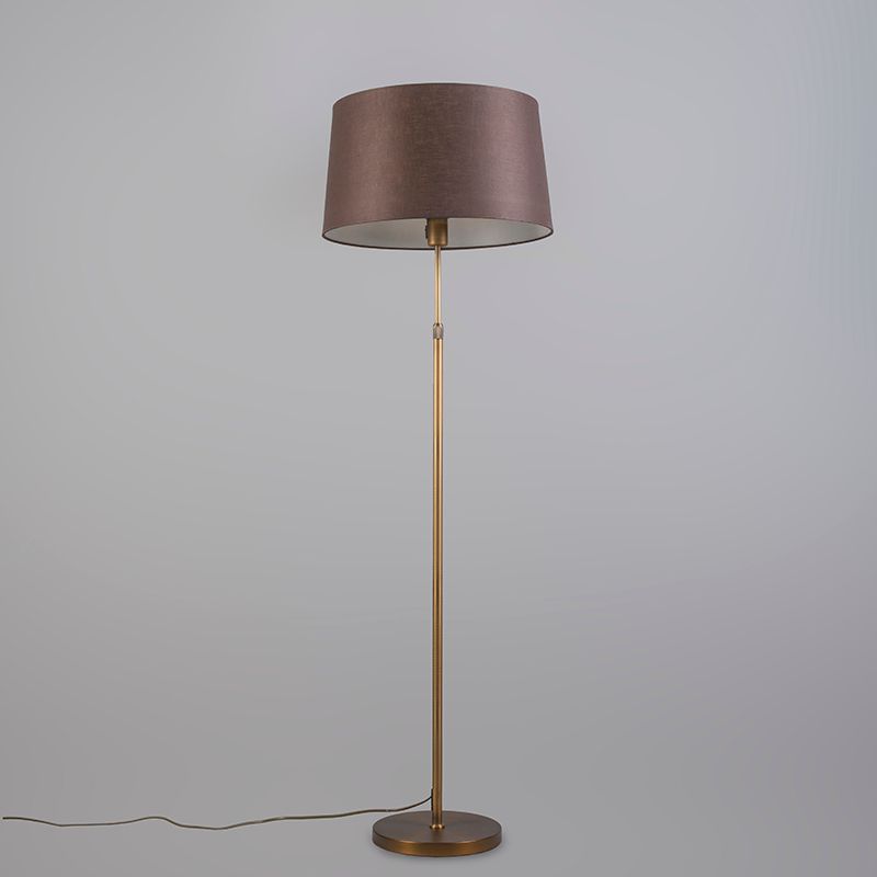 Vloerlamp brons met bruine kap 45 cm verstelbaar - Parte