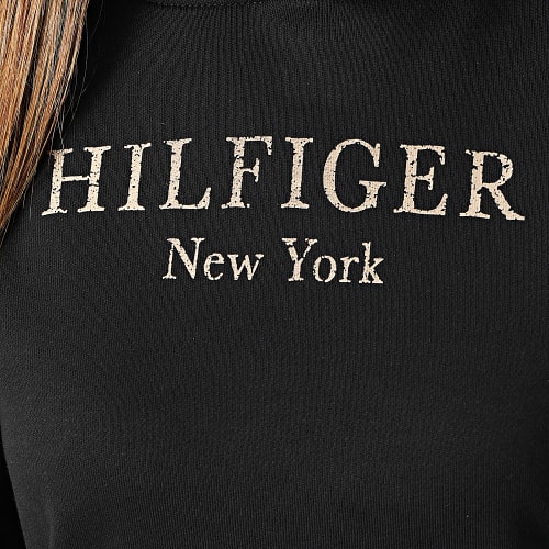 Sweat Capuche Femme Regular Hilfiger 7181 Noir Doré