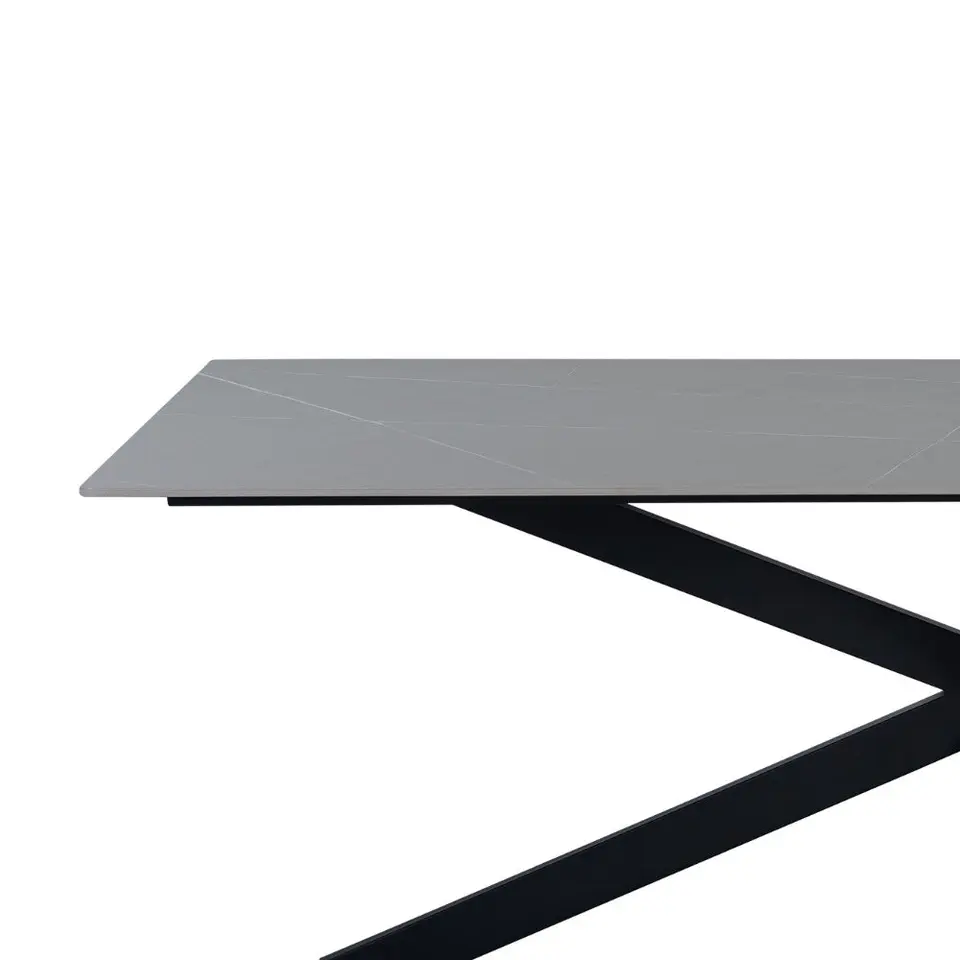 Eettafel Edin 170x90 cm marmerlook grijs - Stoneware - Grijs