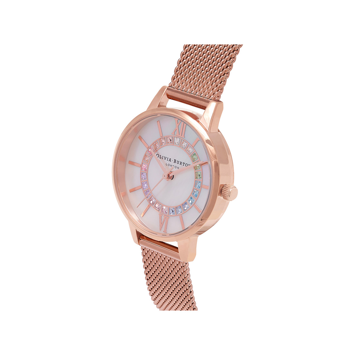 Montre Olivia Burton femme acier doré rose bracelet maille milanaise
