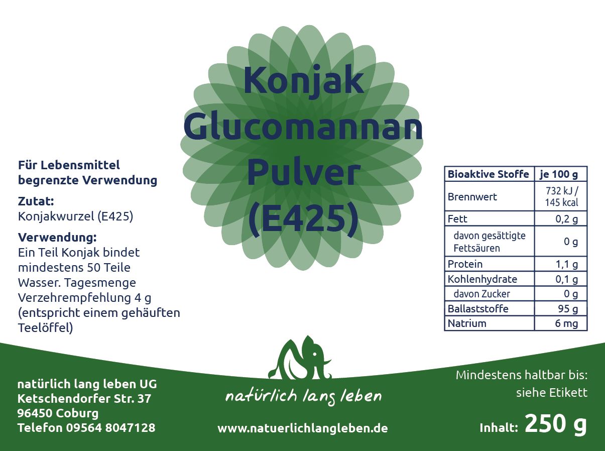 natürlich lang leben Konjak Glucomannan Pulver