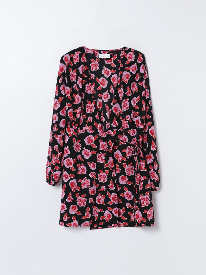 Vestido curto envelope - Tons de rosa