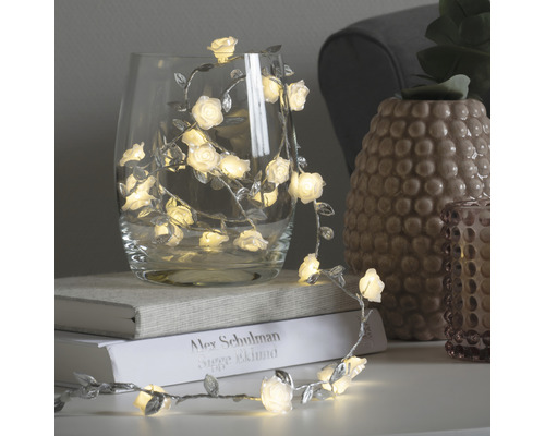LED-lichtsnoer met decoratieve bladeren van zilverkleurig metaal, Konstsmide, 25 LED's, warm wit licht