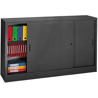 Armoire basse en métal à portes coulissantes H 105 P 45 cm grand volume