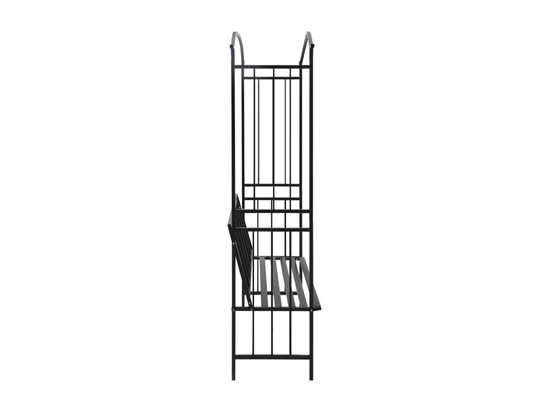 Voûte de jardin avec banc Noir 128x50x207 cm Fer
