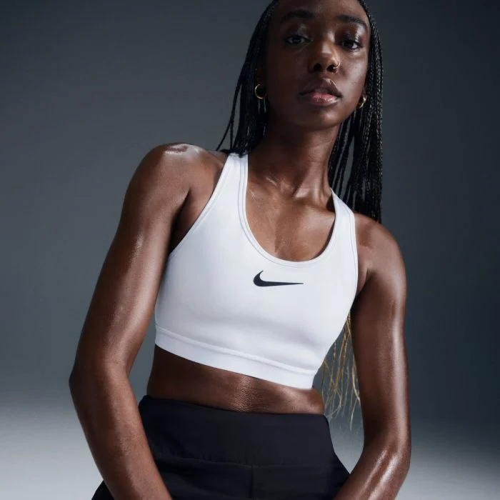 Nike Dame BH Dri-FIT Swoosh High Support Bra Hvid