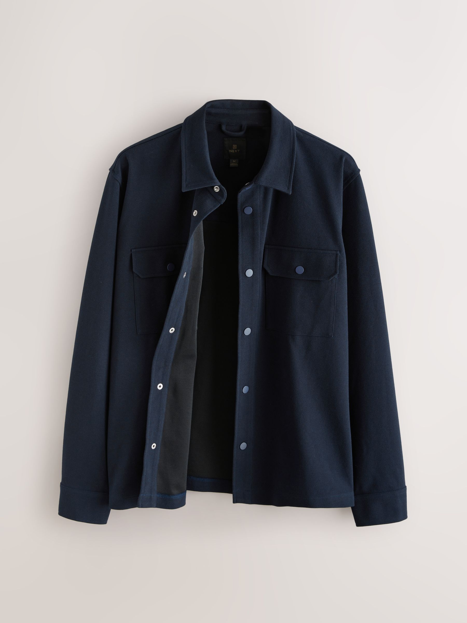 Donkerblauw - Jersey keperstof Overshirt met drukknopen