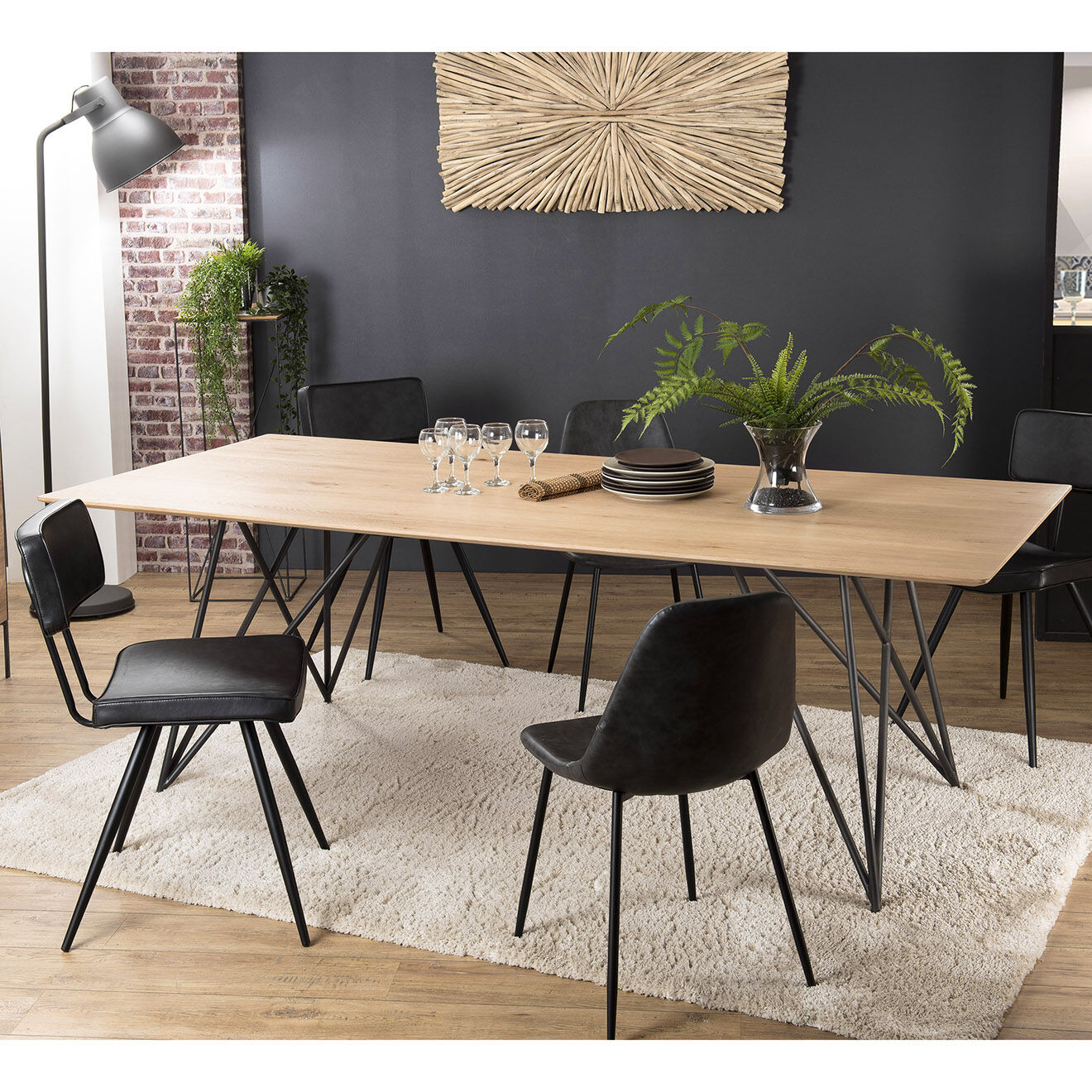 Macabane Table de séjour  Maxence chêne - 220x100x76 cm