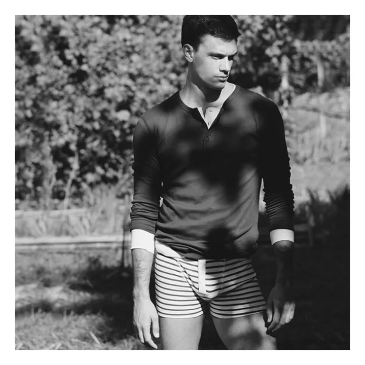 Hemen Biarritz Boxer Albar Marin Coton Bio | Blanc