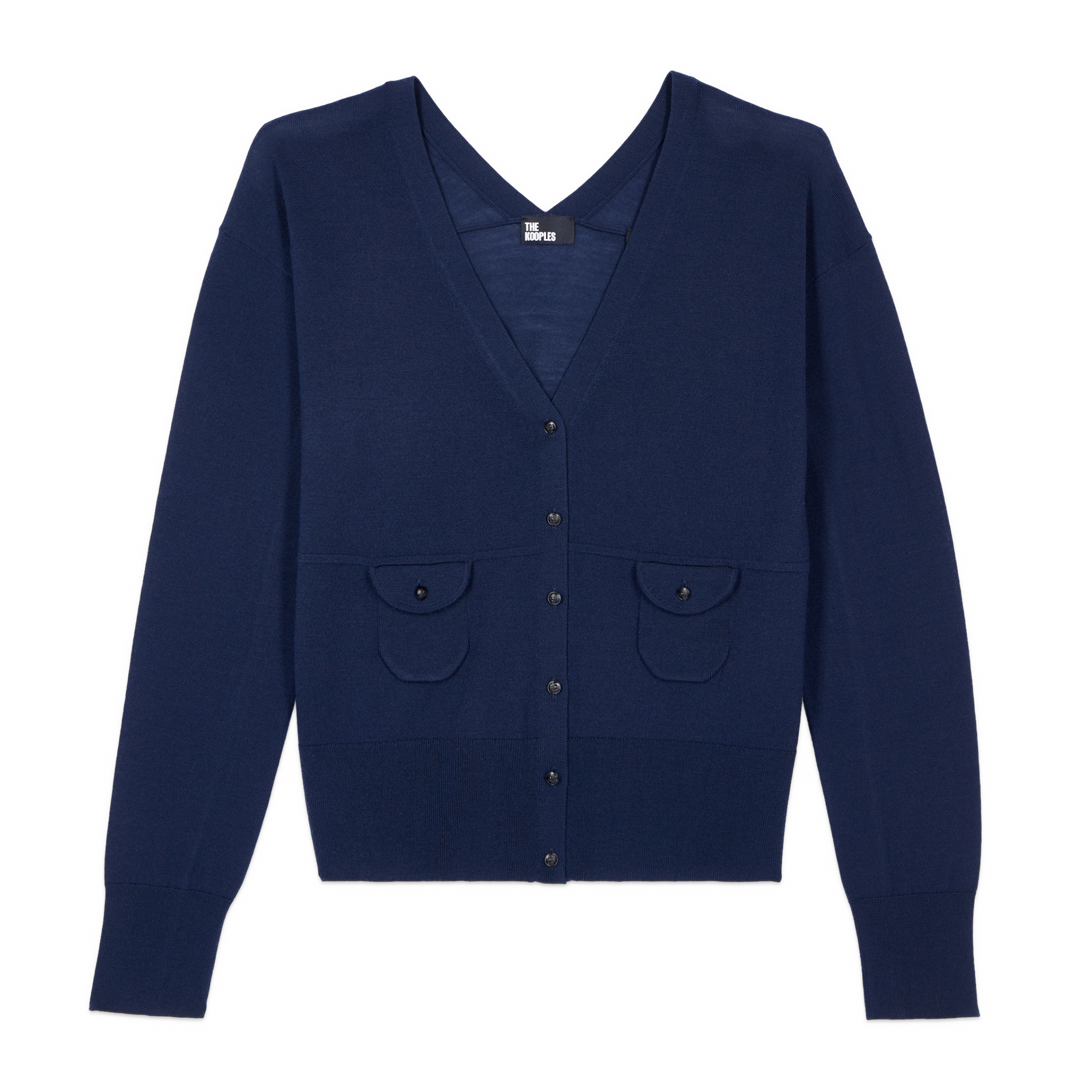Cardigan droit en laine | Bleu
