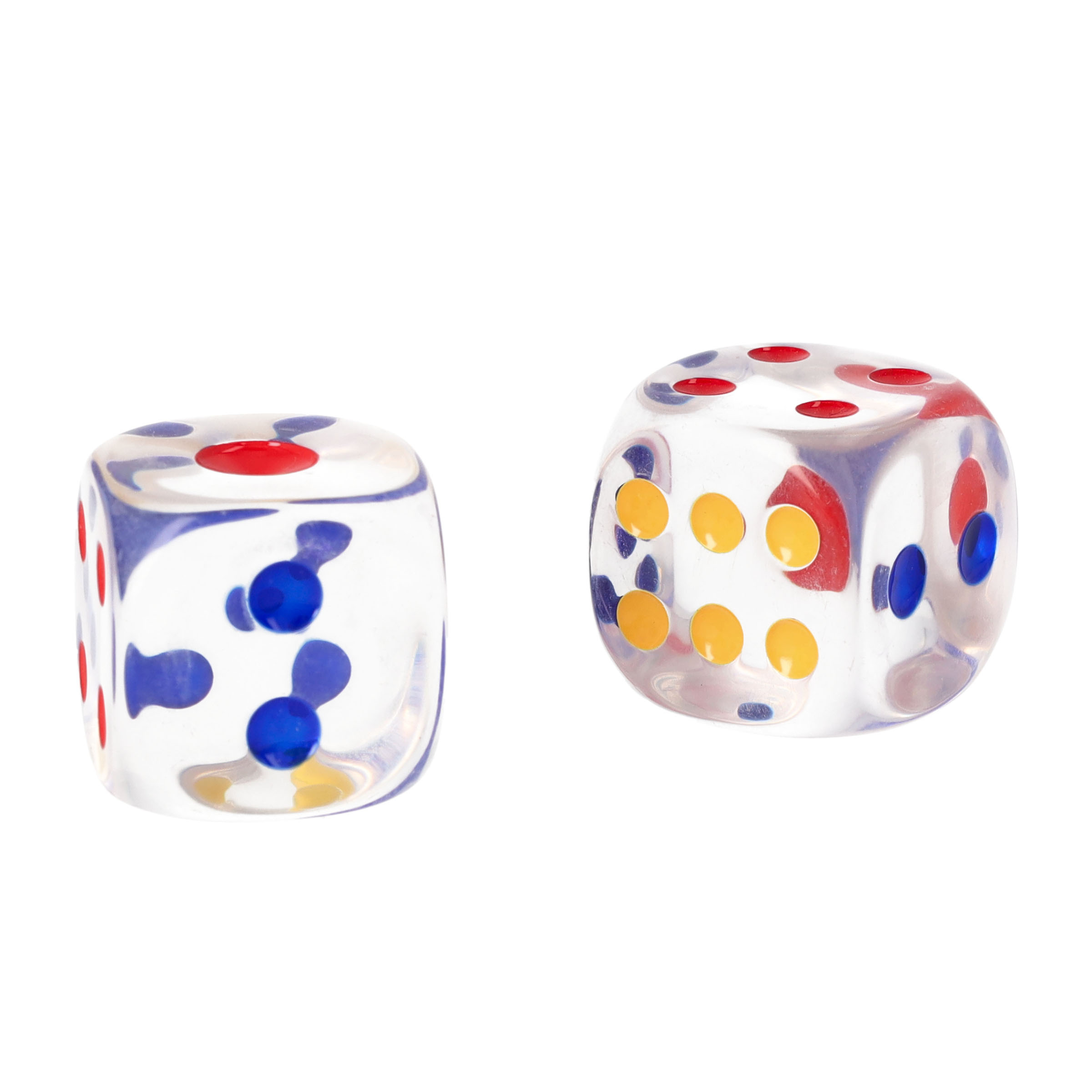 (2er Set) 30x30mm XL Acryl Würfel Spiel Zubehör Party Cube Würfelspiel - Transparent / Bunt