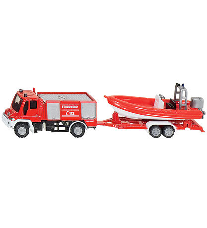 Siku Feuerwehrauto m. Boot - 1:87 - Unimog vier Motor mit Boot