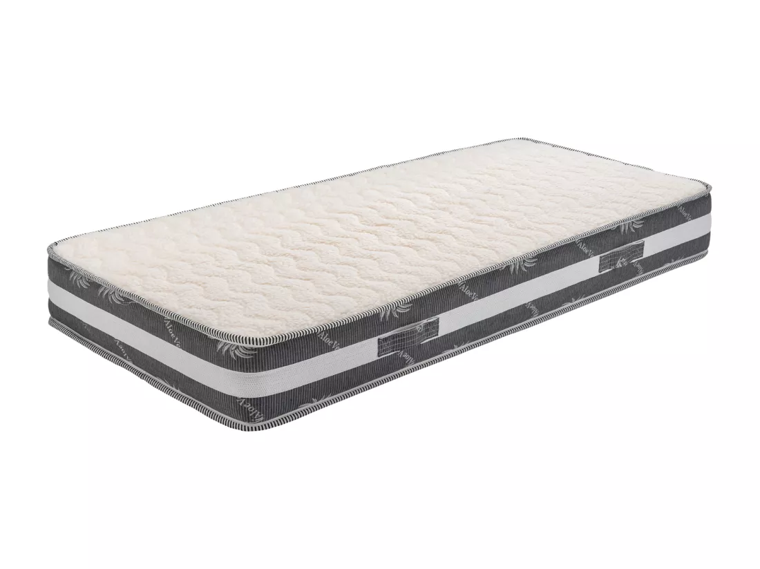 Provence Literie Matelas 90x190 x 22 cm - Très Ferme - Face Hiver Laine - ame rembourrage 100 % polesther - âme 100 % p