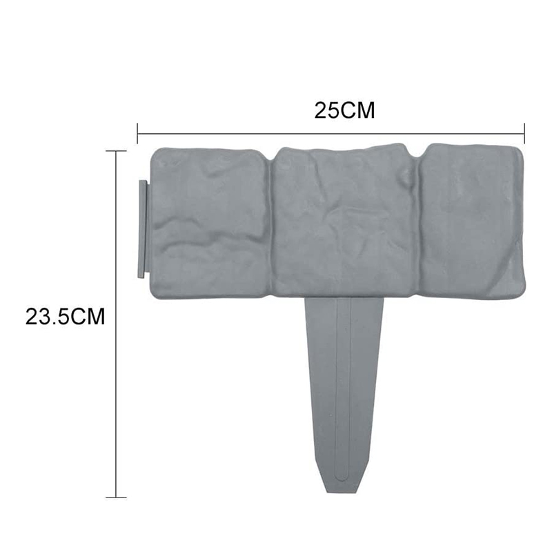 (10er Set) 25x23cm Garten Beeteinfassung Kunststoff Rasenkanten Steine - Grau