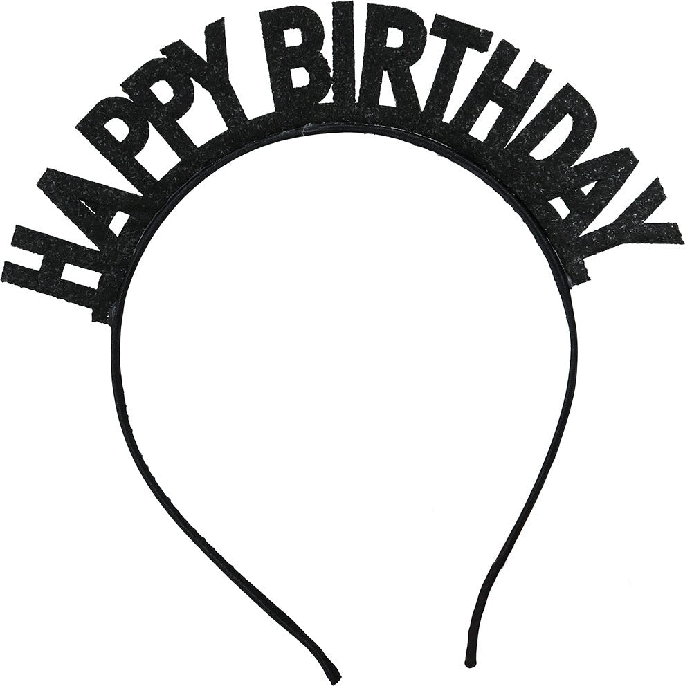 Happy Birthday Haarband Zwart Zilver