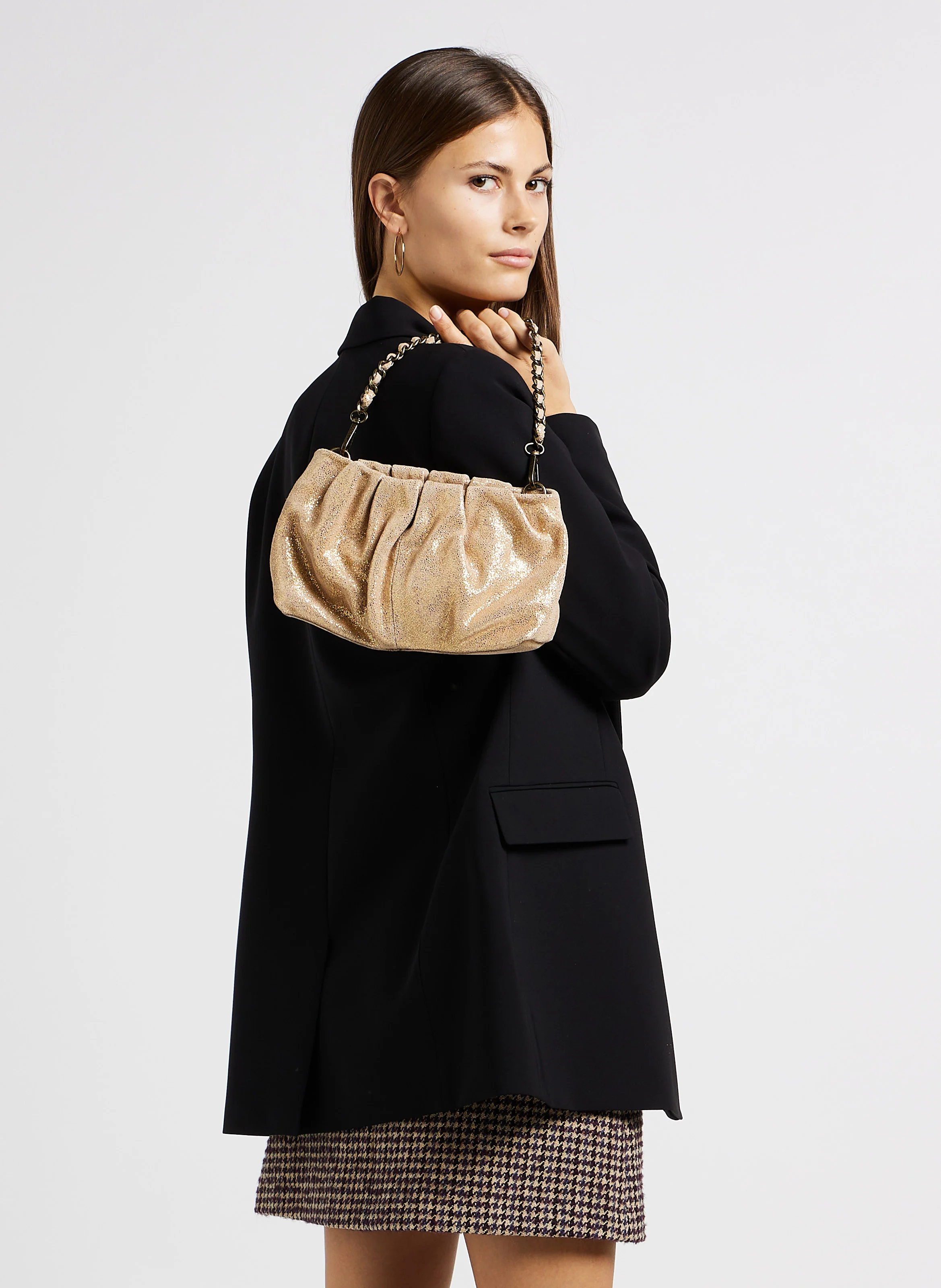 SUENNA - Sac bandoulière en cuir | Doré