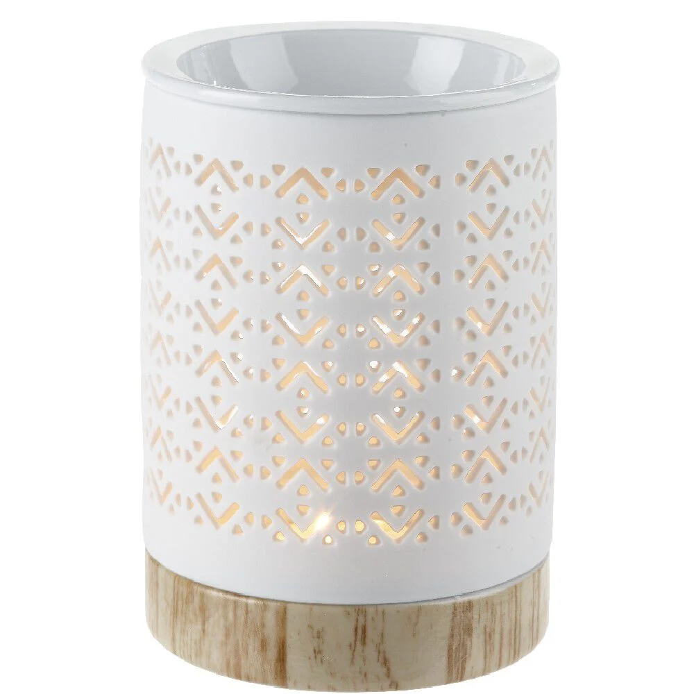 Brûle parfum Mességué socle effet bois blanc et marron